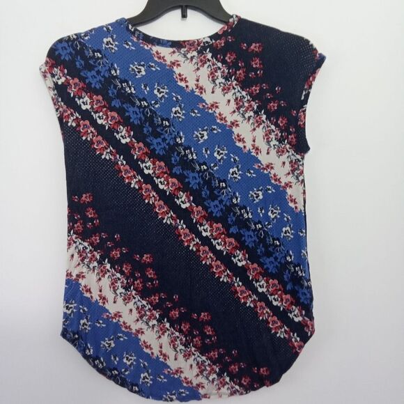 24/7 by‎ maurices women medium floral criss-cross blue Short Sleeve - Picture 10 of 14